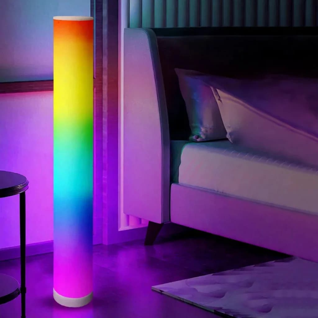 Lampada da Terra Cilindrica RGB con Telecomando e Sync Musicale per Arredamento Casa