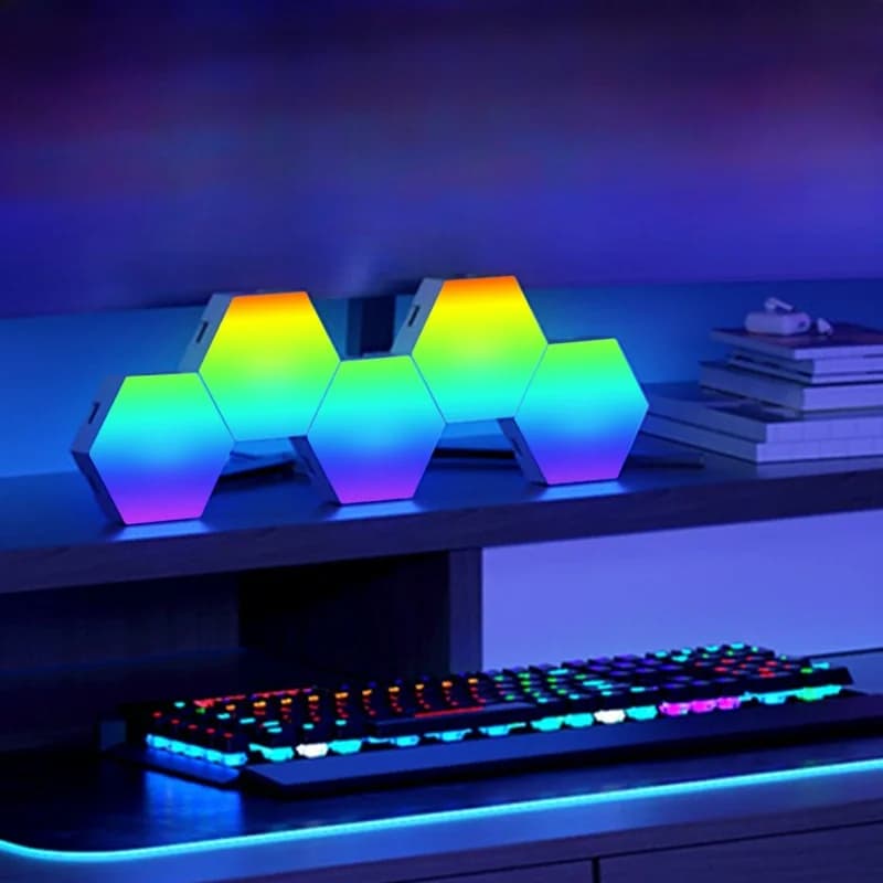 Pannelli Luminosi Esagonali RGB Reattivi al Suono con Controllo App