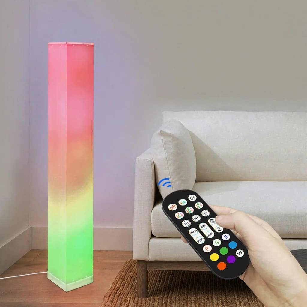 Lampada da terra quadrata con luce ambientale LED e telecomando per soggiorno