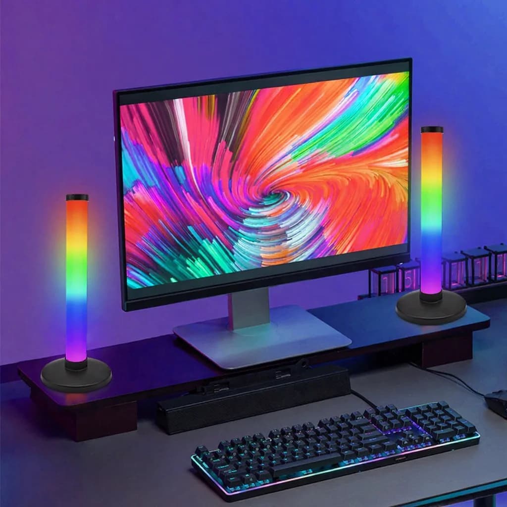 Luce d'atmosfera RGB con sincronizzazione audio e controllo app per scrivania