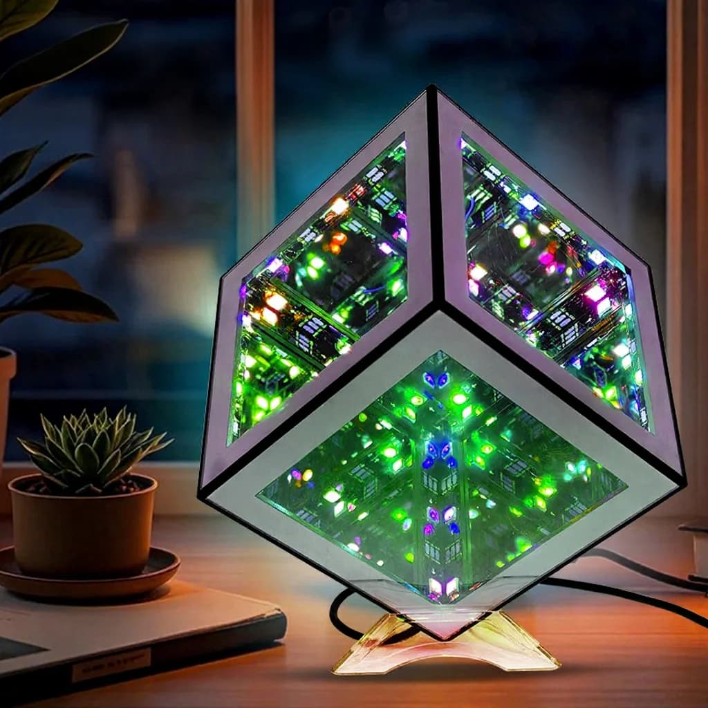 Lampada cubo infinito 3D RGB con modalità reattiva al suono