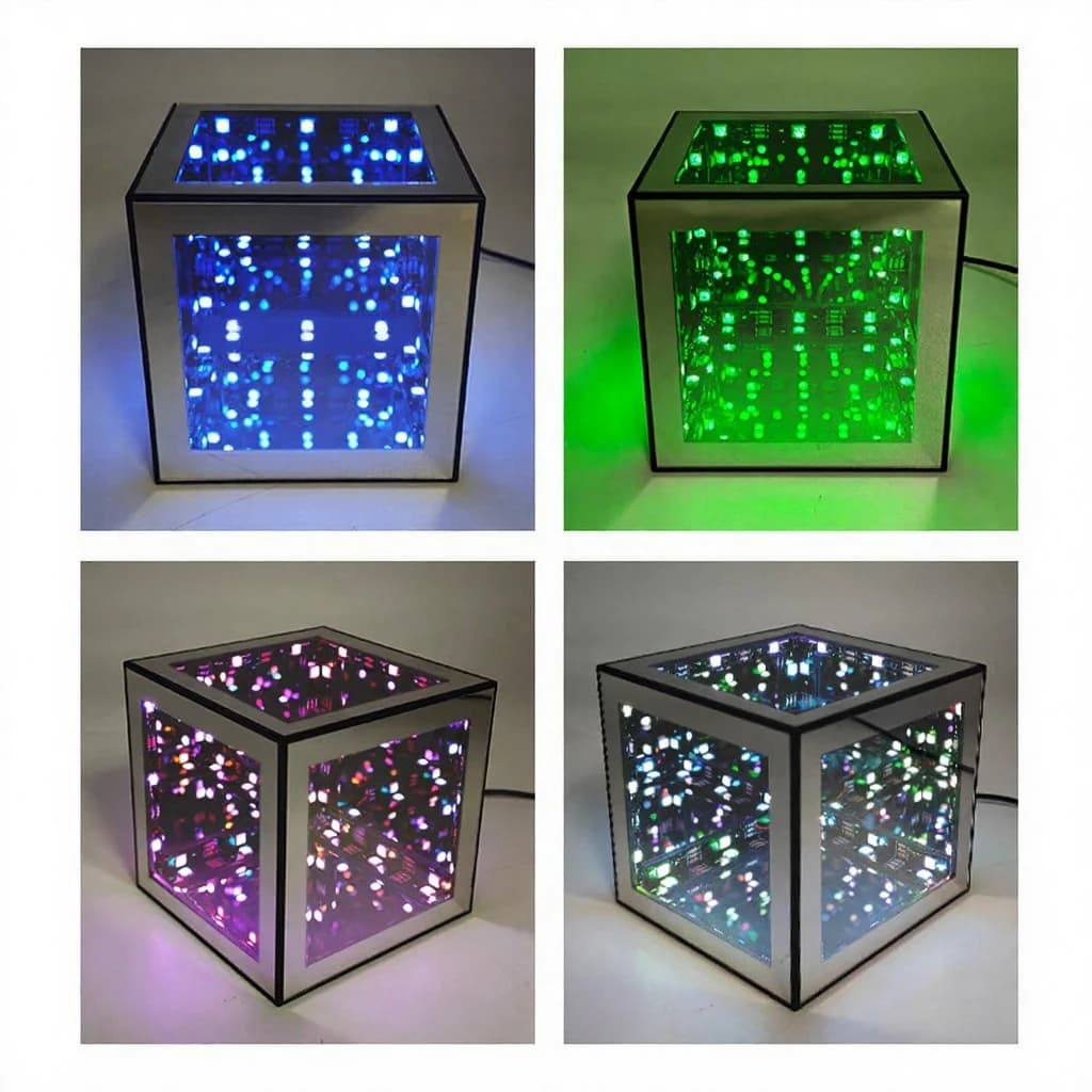 Lampada cubo infinito 3D RGB con modalità reattiva al suono