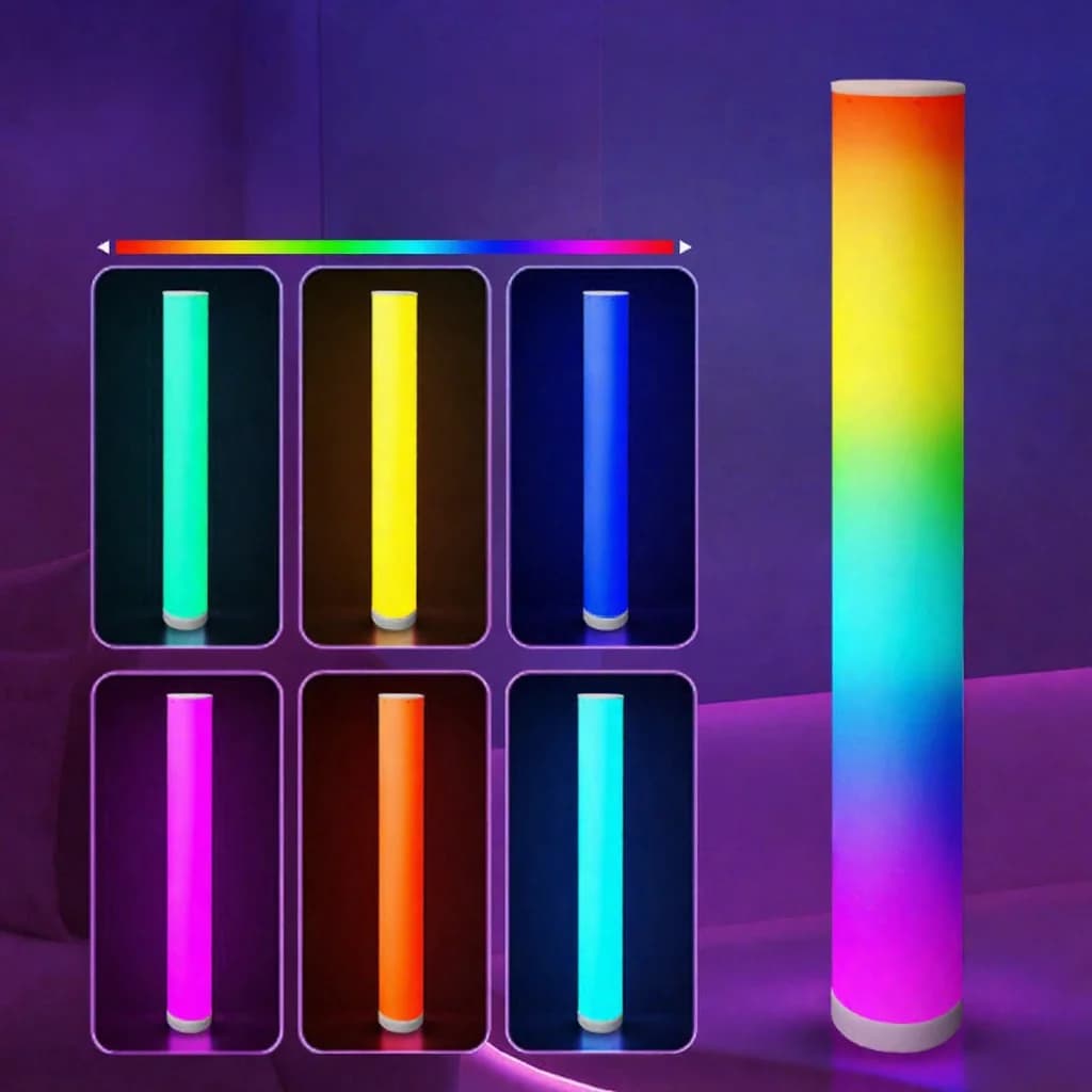 Lampada da Terra Cilindrica RGB con Telecomando e Sync Musicale per Arredamento Casa