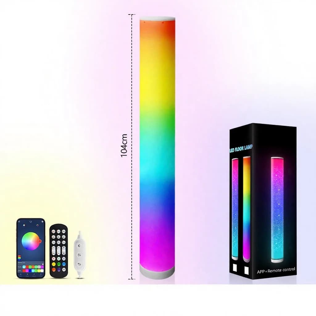 Lampada da Terra Cilindrica RGB con Telecomando e Sync Musicale per Arredamento Casa