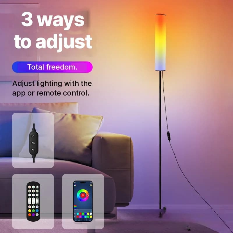 Lampada da Terra a Treppiede LED RGB con Telecomando per Camera e Soggiorno