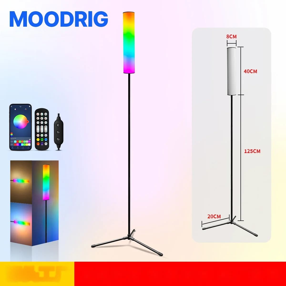 Lampada da Terra a Treppiede LED RGB con Telecomando per Camera e Soggiorno
