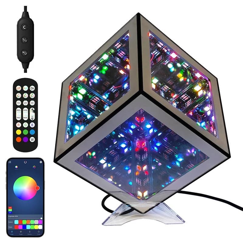 Lampada cubo infinito 3D RGB con modalità reattiva al suono