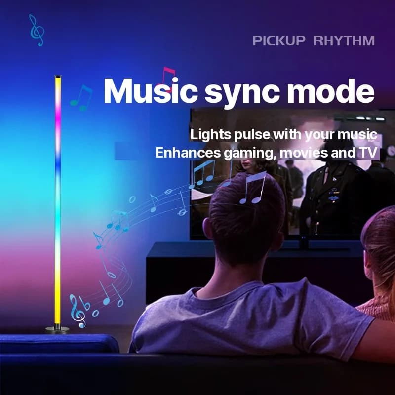 Lampada da Terra Angolare LED RGB con Sync Musicale, Controllo App e Remoto