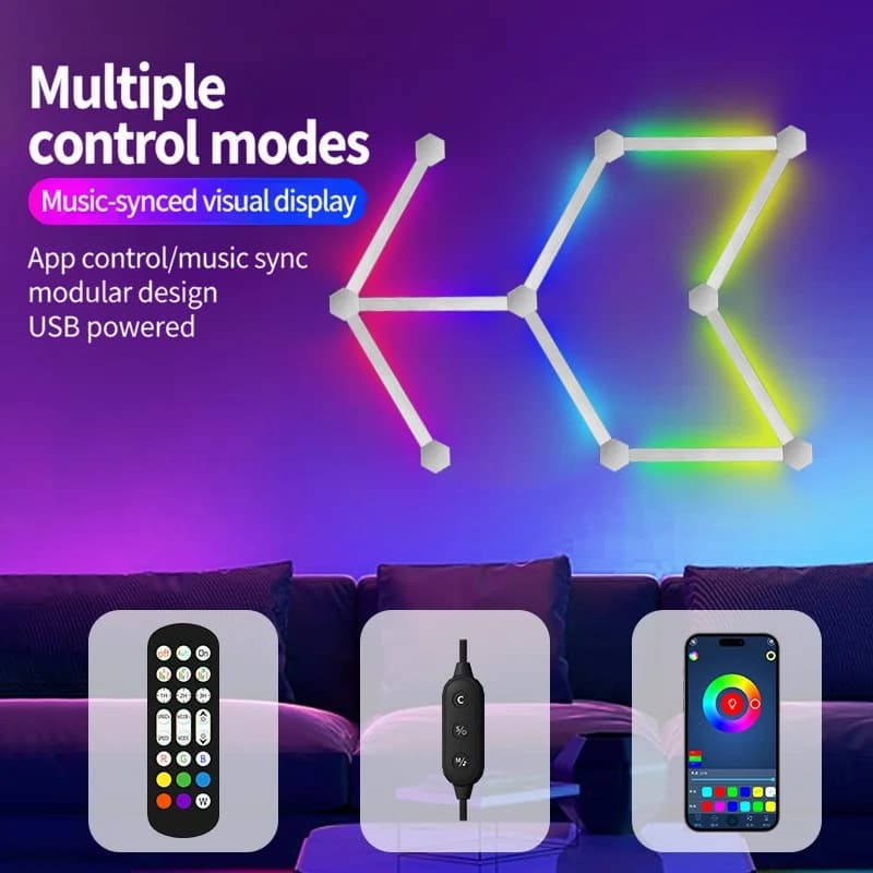 Luci da parete LED RGB intelligenti componibili con controllo app e sincronizzazione musicale