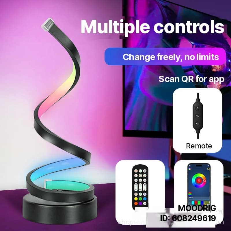 Lampada d'atmosfera RGB a spirale con luce reattiva al suono e controllo app