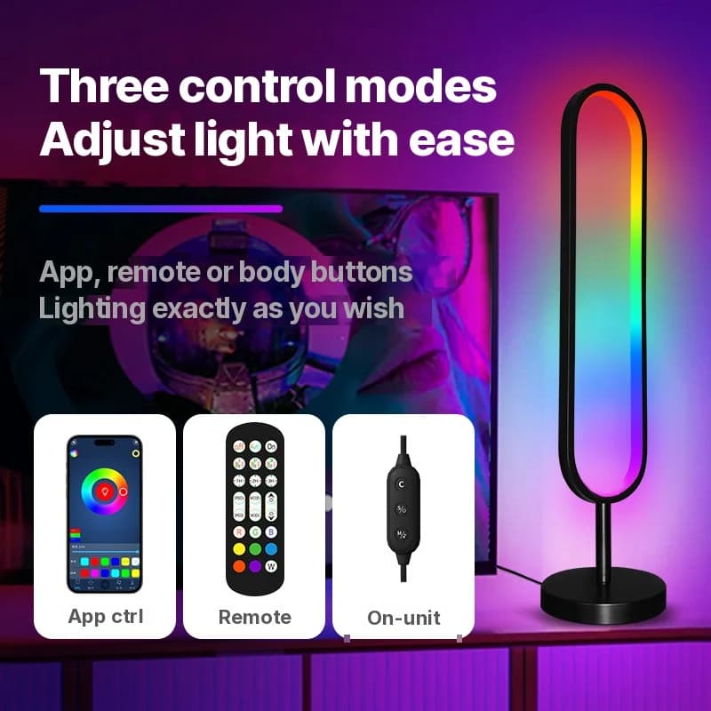 Lampada da terra RGB a forma di U con luce reattiva al suono e controllo app